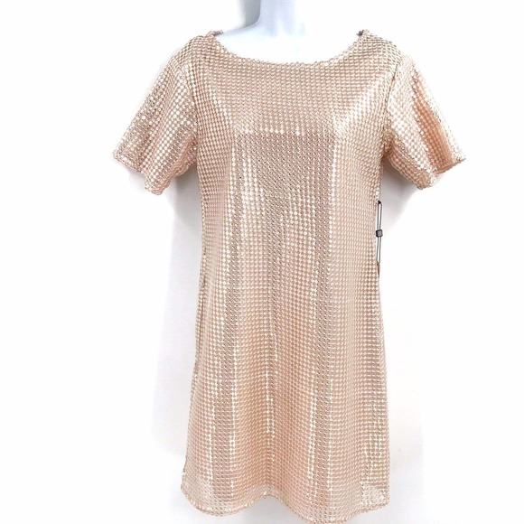 Laundry By Shelli Segal Womens Blush Pink Sequined Sheath Mini Dress Size 0 - Picture 3 of 9